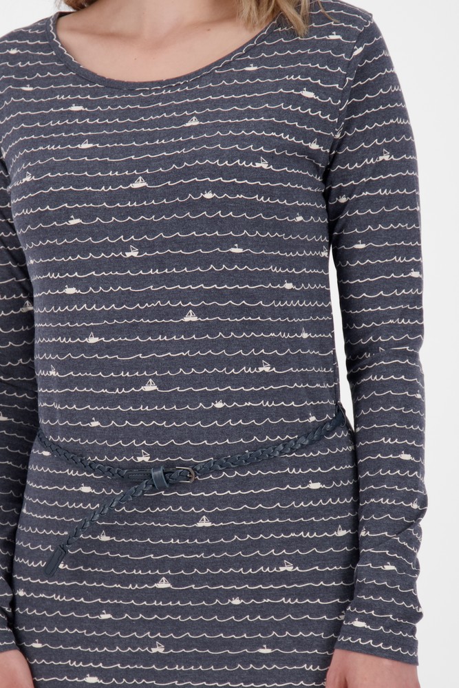 AlifeKickinDamenBlusenkleidEllinAKBLongsleeveDressMarineMelange-2XL