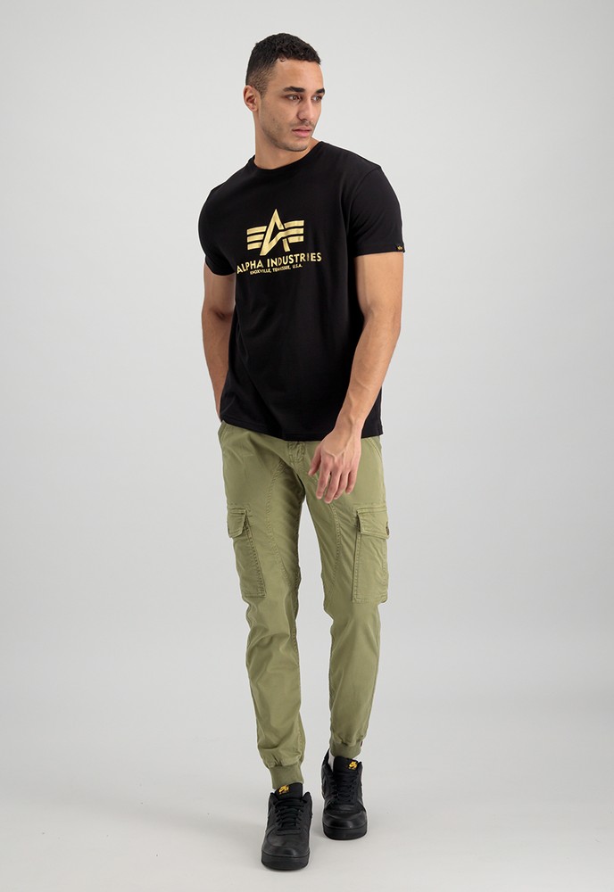 AlphaIndustriesBasicT-ShirtFoilPrintBlackYellowGold