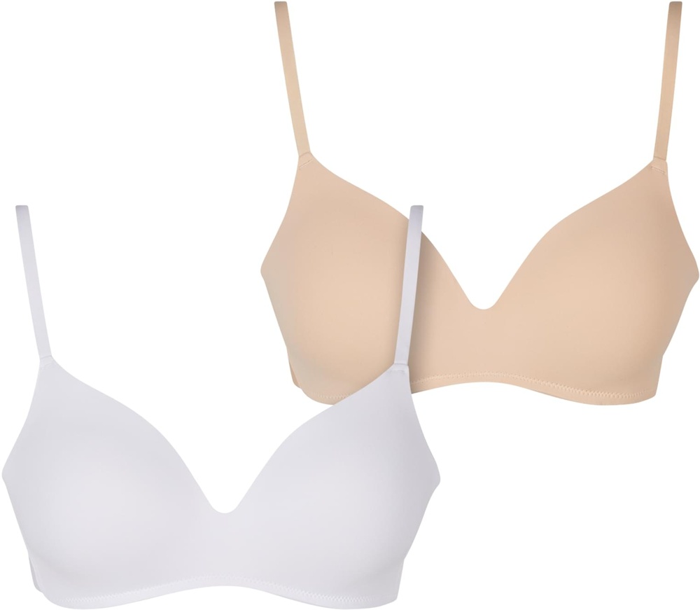 UrbanClassicsDamenbgelloserBHLadiesBasicPaddedBra2-PackTB7654AWhiteBeige-70A