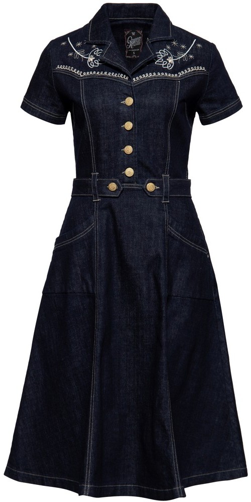 QueenKerosinWesternSwingKleidmitStickereiQKU26007Denim