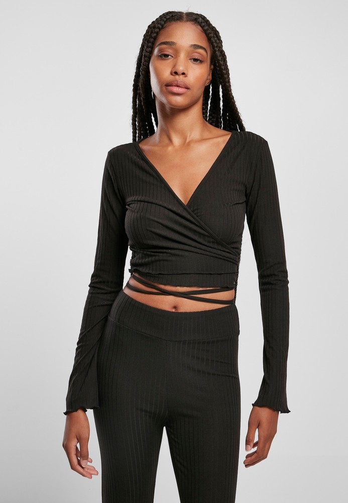 UrbanClassicsDamenLadiesCroppedRibWrappedLongsleeveBlack