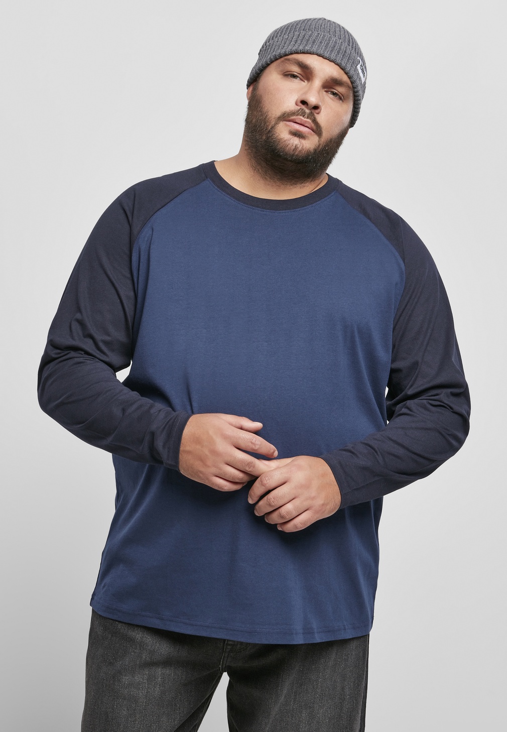 UrbanClassicsPulloverRaglanContrastLSDarkblueMidnightnavy-3XL