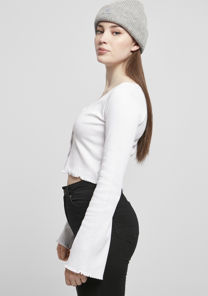 UrbanClassicsDamenCardiganLadiesCroppedRibCardiganWhite-3XL