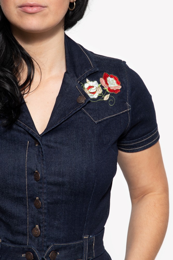 QueenKerosin50sSwingJeanskleidmitStickereiQK4211015338Denim