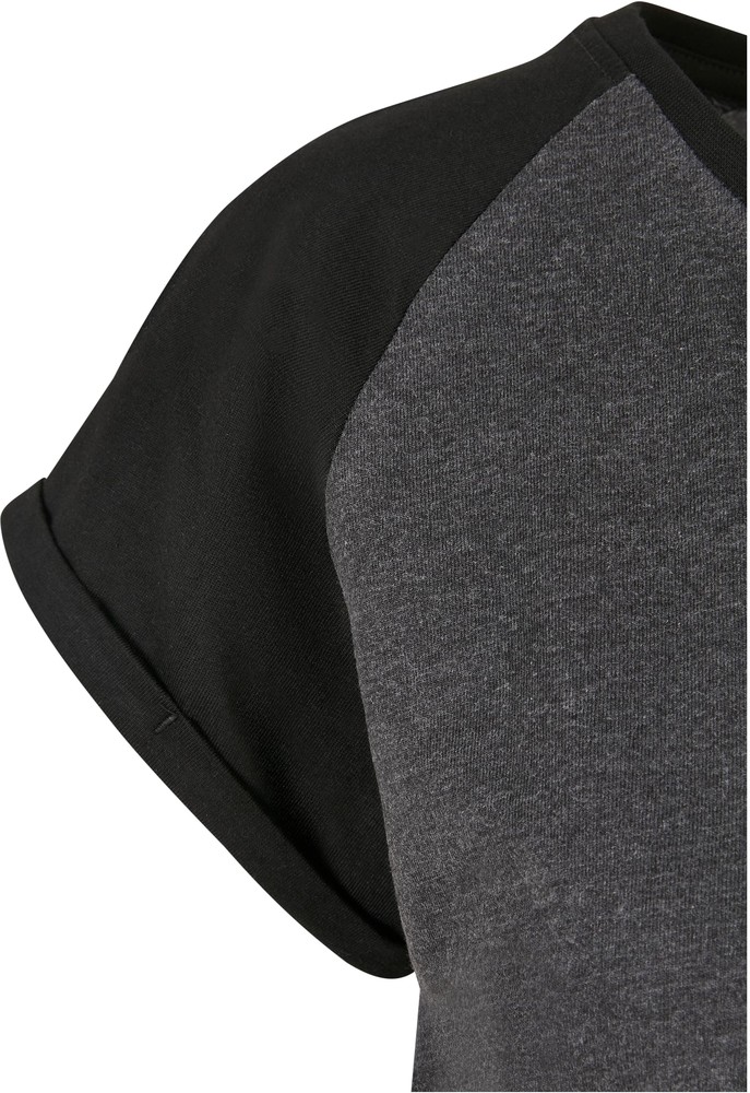 UrbanClassicsDamenKleidLadiesContrastRaglanTeeDressCharcoalBlack