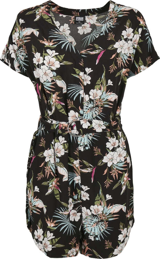 UrbanClassicsDamenOverallLadiesShortViscoseBeltJumpsuitBlackTropical-L