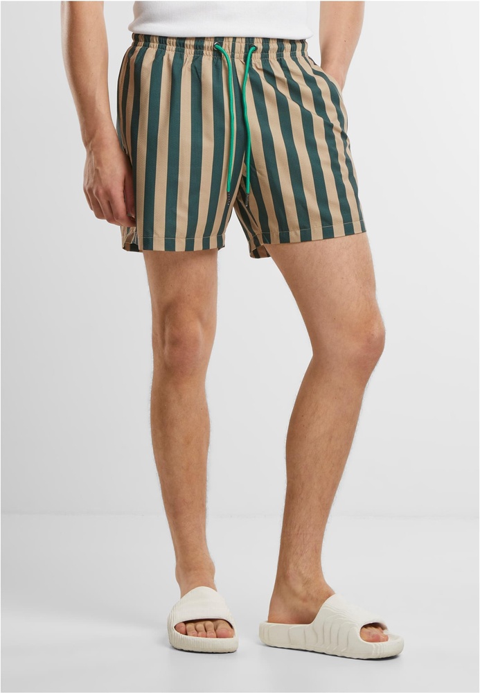 UrbanClassicsBadeshortsStripedSeersuckerSwimShortsTB7347BottlegreenUnionbeige-3XL