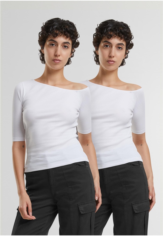 UrbanClassicsDamenLadiesOrganicAsymmetricRibTee2-PackTB7096A