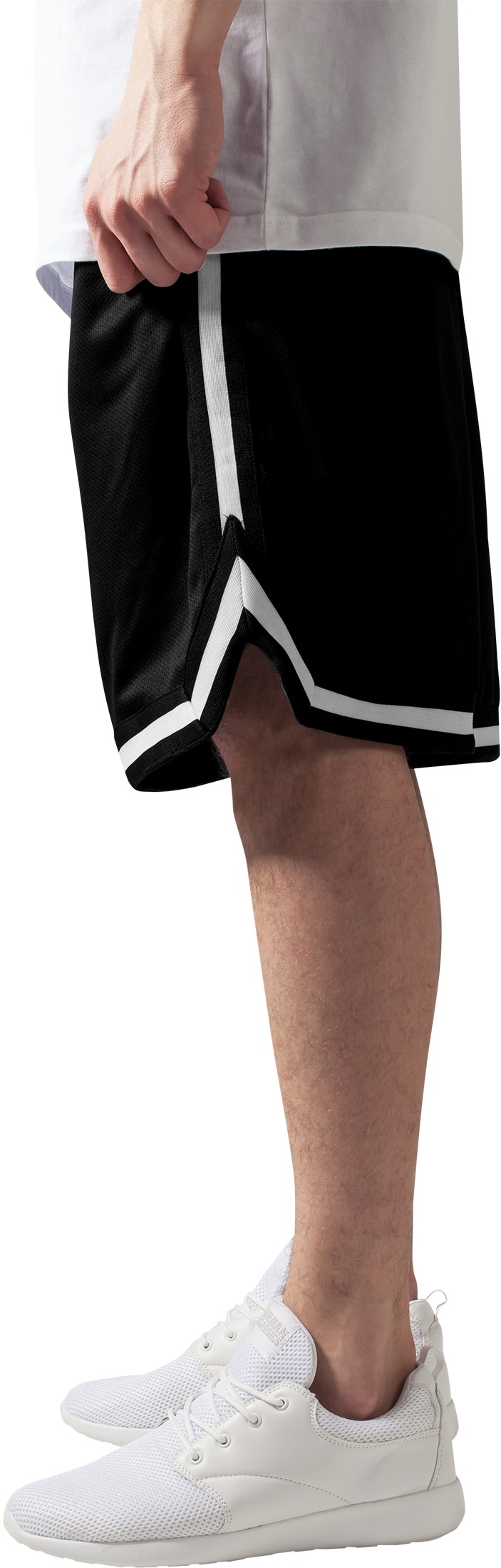 UrbanClassicsShortsStripesMeshShortsBlackblackwhite-3XL