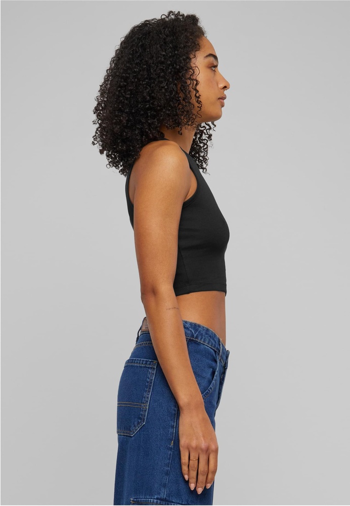 UrbanClassicsDamenLadiesOrganicCroppedRibTopTB6185Black-3XL