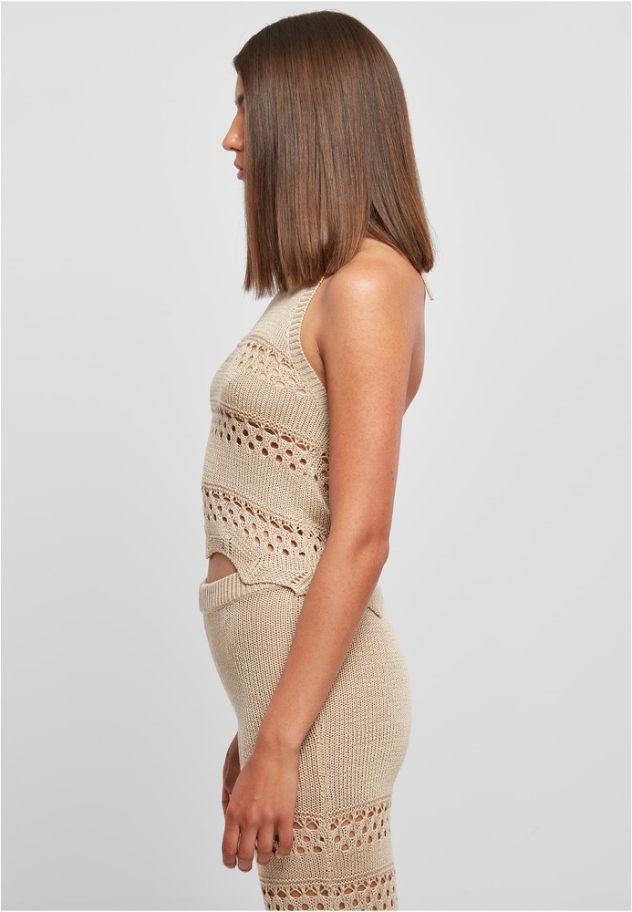 UrbanClassicsDamenLadiesShortCrochetKnitNeckholderTop