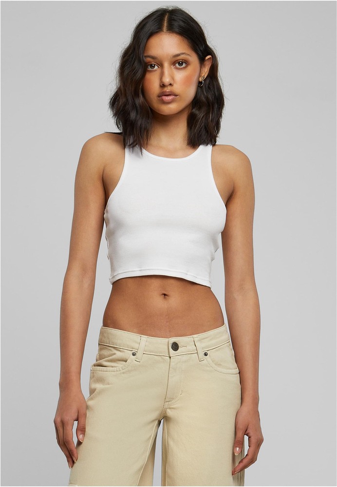 UrbanClassicsDamenLadiesCroppedRibTopWhite-3XL