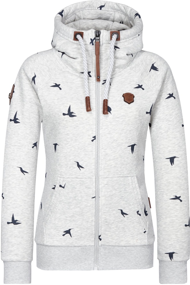 NaketanoDamenHoodieBrazzo1801-0301AlloverBirdsGrey-XS