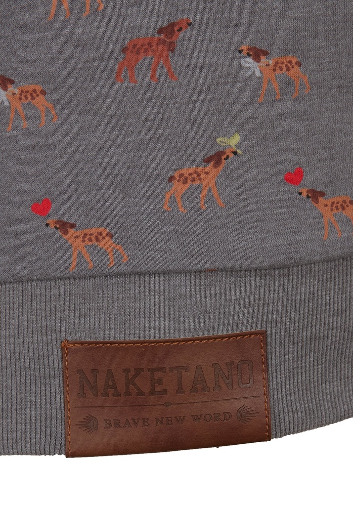 NaketanoDamenHoodieDarth1801-0203DarkGreyMelangeSmallDeers-XS