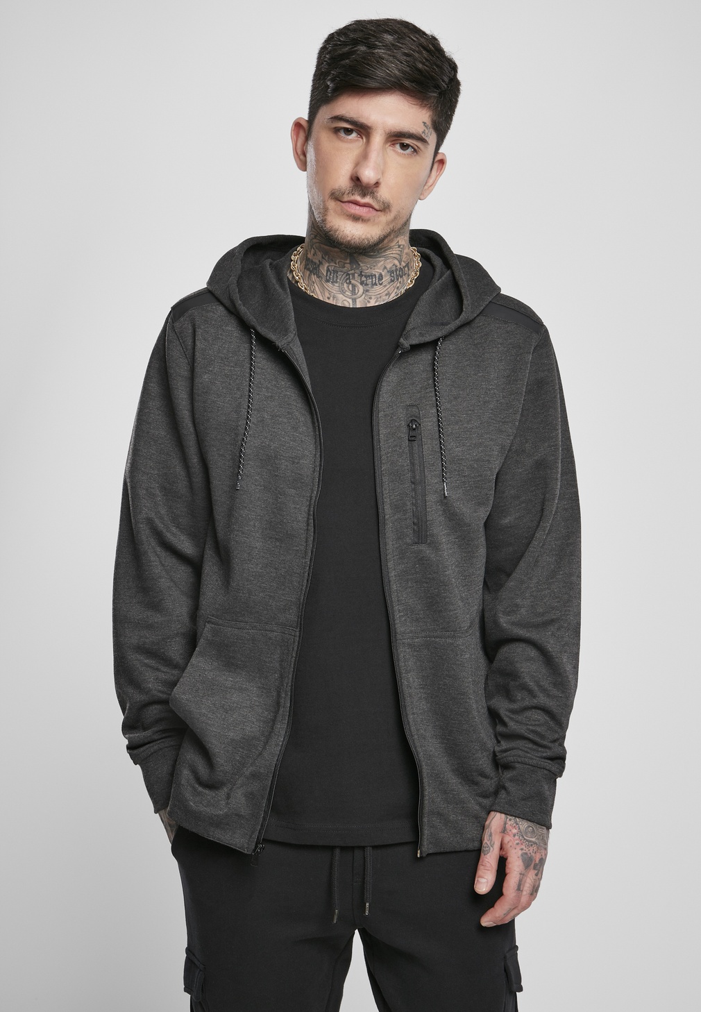 SouthpoleHoodieTapedTechFleeceFullZipHoodyHCharcoal-L