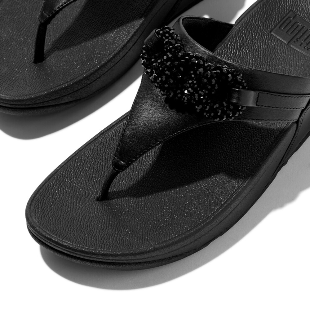 FitFlopDamenFlipFlopsLuluBeaded-ChainLeatherToe-PostSandalsE6F