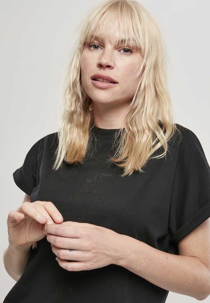 UrbanClassicsDamenKleidLadiesCutOnSleevePrintedTeeDressBlackBlack