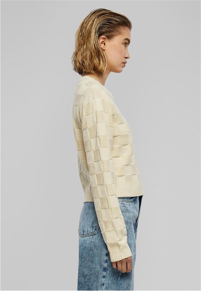 UrbanClassicsDamenLadiesCheckKnitSweaterTB6138Sand-3XL