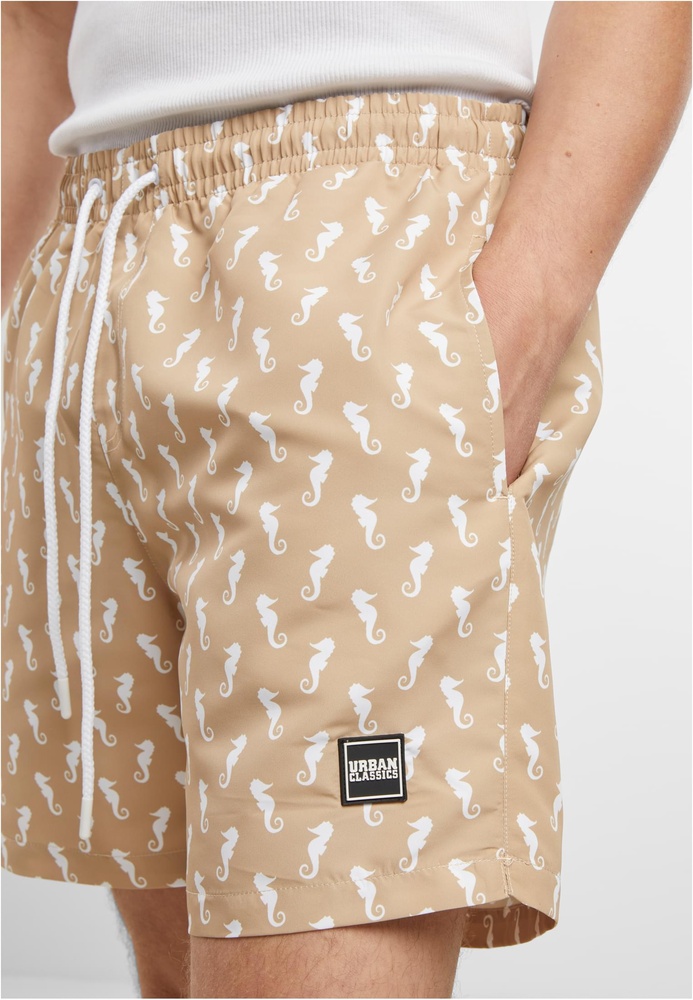 UrbanClassicsBadeshortsPatternSwimShortsTB2679Beigeseahorse-3XL