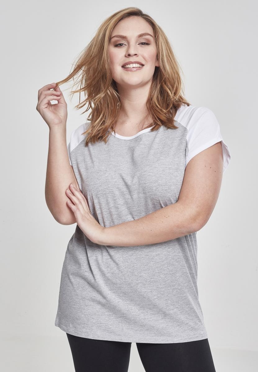 UrbanClassicsFemaleShirtLadiesContrastRaglanTeeGreyWhite-3XL