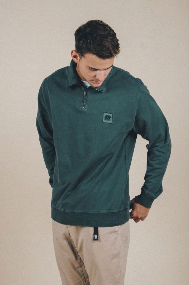 TrendsplantSweaterSaucePigmentDyedHalfZipSweaterElmGreenGreen-XS