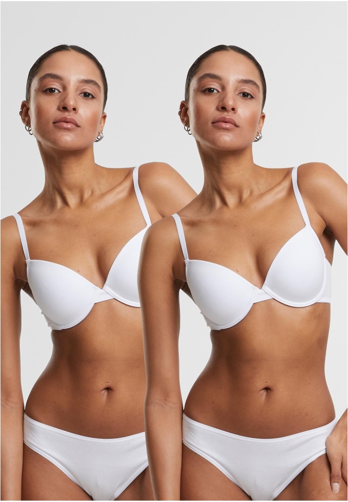 UrbanClassicsDamenBHmitBgelLadiesBasicCottonBra2-PackTB7652AWhite-70A