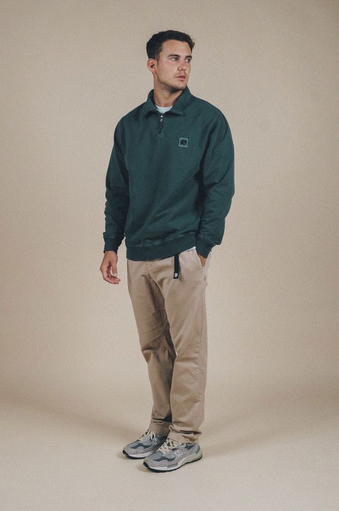 TrendsplantSweaterSaucePigmentDyedHalfZipSweaterElmGreenGreen-XS