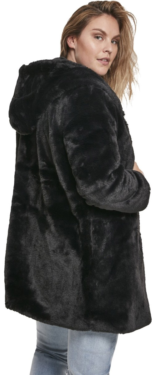 UrbanClassicsDamenWinterjackeLadiesHoodedTeddyCoatBlack