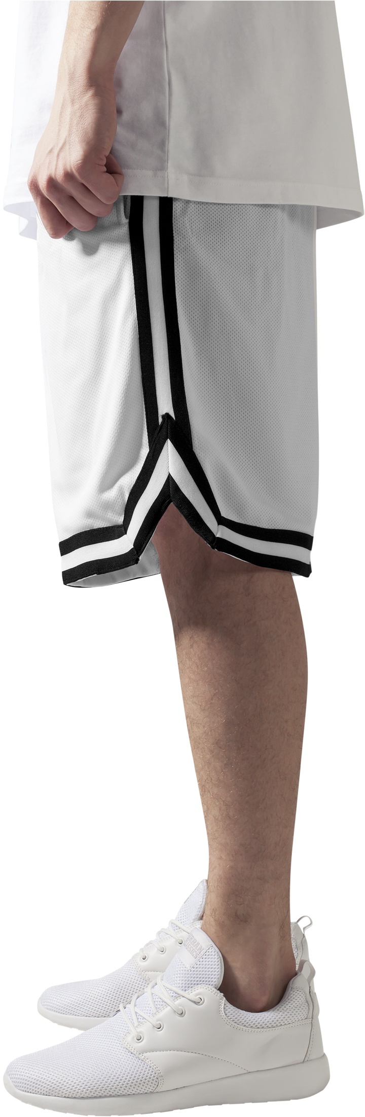 UrbanClassicsShortsStripesMeshShortsWhiteBlackWhite-3XL