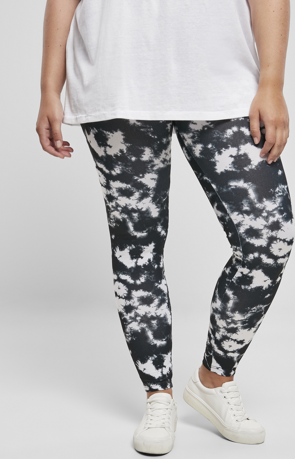 UrbanClassicsDamenLeggingsLadiesTieDyeLeggingsBlackWhite