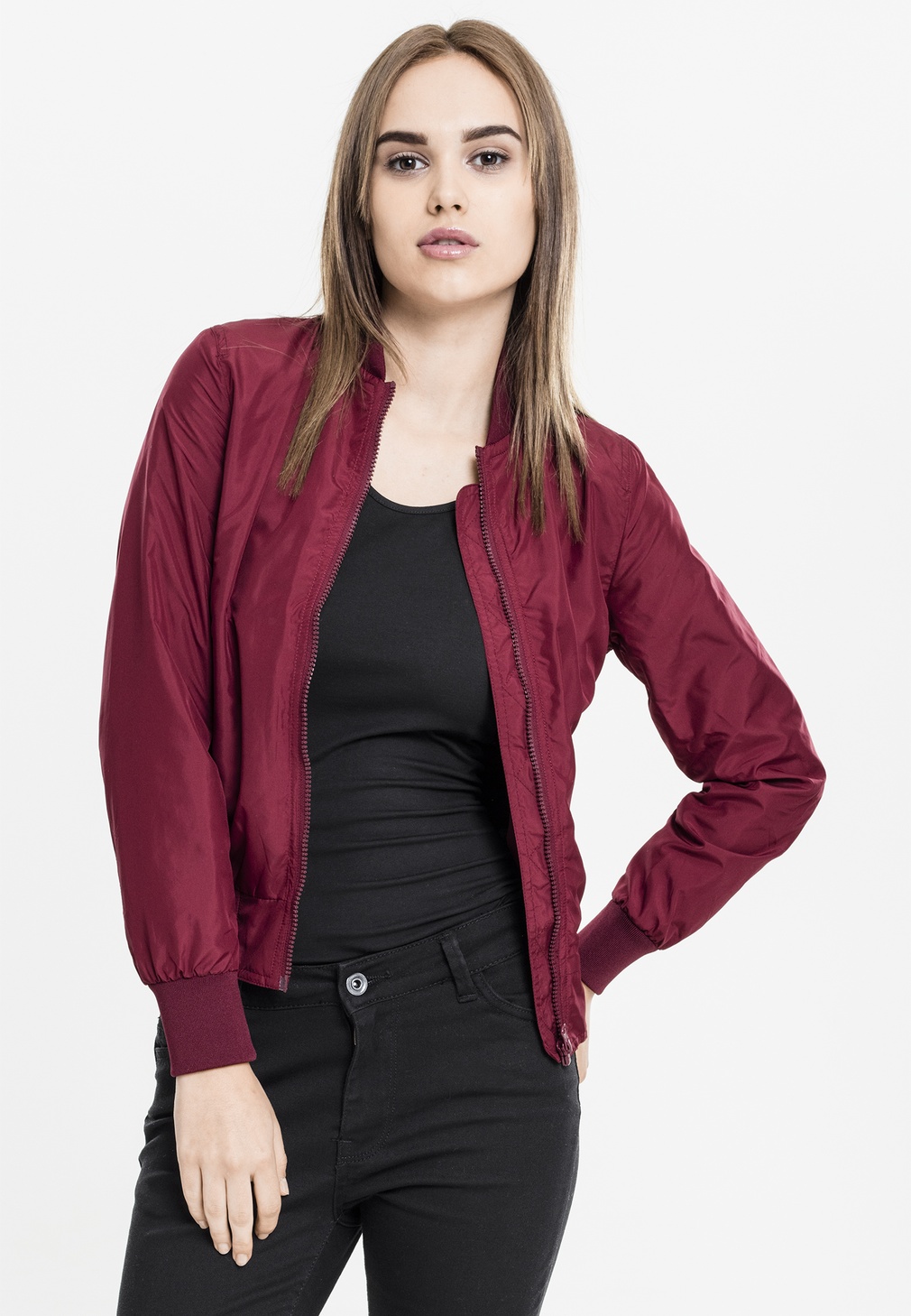 UrbanClassicsDamenBomberJackeLadiesLightBomberJacketBurgundy-L