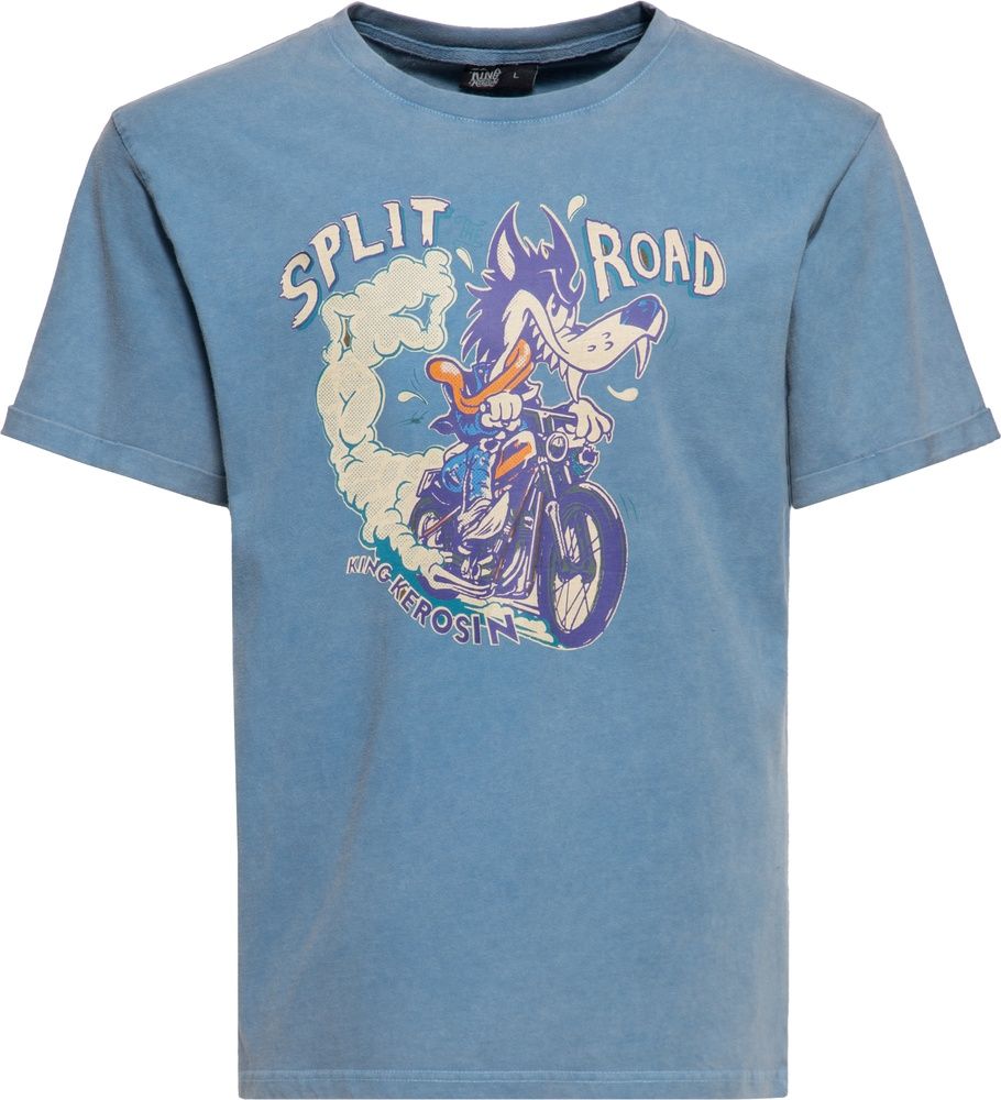 KingKerosinT-ShirtOilwashedSplitRoadKKU41064SkyBlue-S