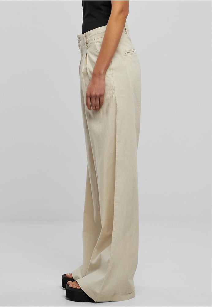 UrbanClassicsDamenHoseLadiesHighLinenMixedWideLegPantsSoftseagrass-26