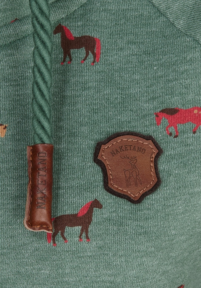 NaketanoDamenSweatjackeBrazzo1801-0301PineGreenMelangeSmallHorses-XS