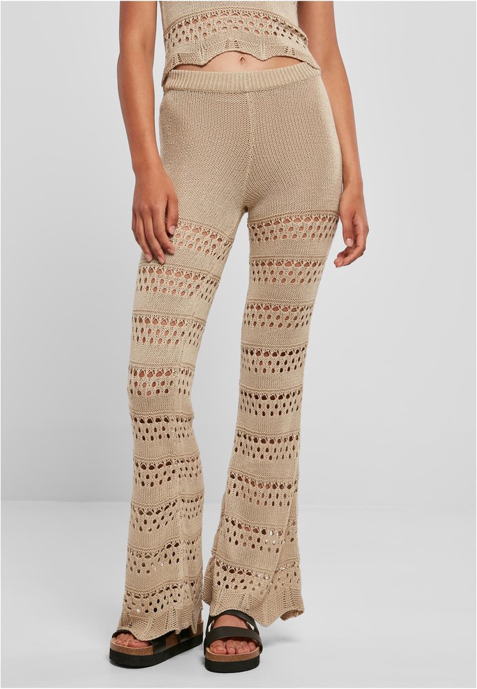 UrbanClassicsDamenLadiesFlaredCrochetKnitLeggingsSoftseagrass-3XL