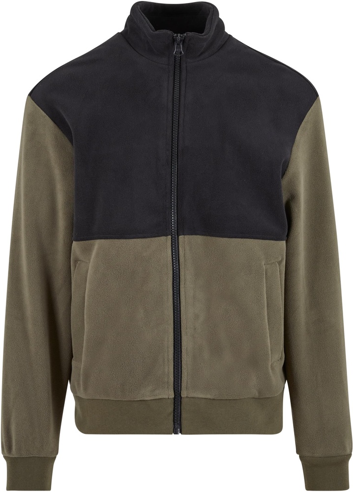 UrbanClassicsColourBlockPolarFleeceJacketTB7016BlackOlive-3XL