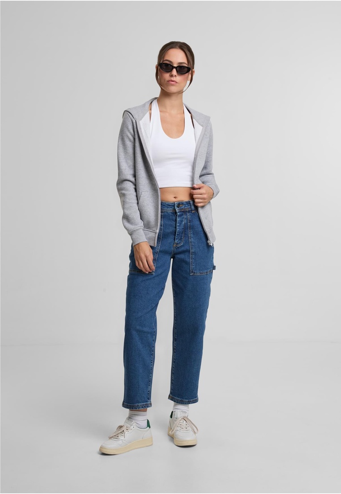 UrbanClassicsDamenLadiesBasicEssentialZipHoodyTB8005Heathergrey-3XL