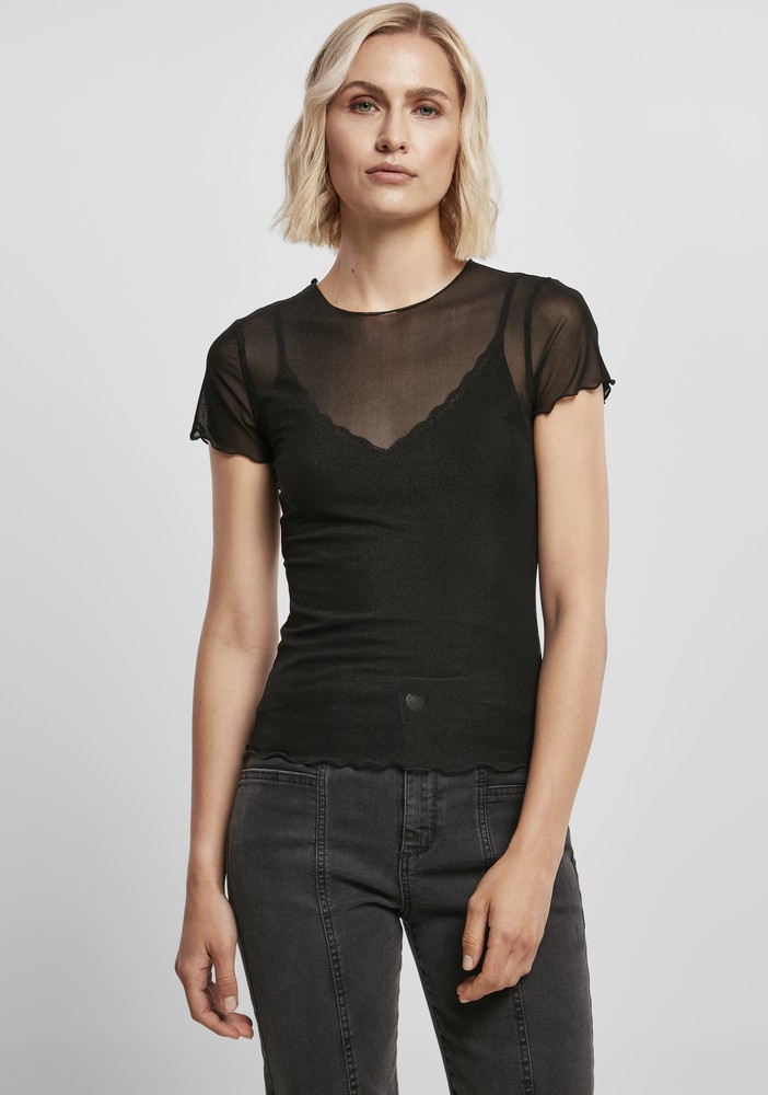 UrbanClassicsDamenLadiesMeshTeeBlack