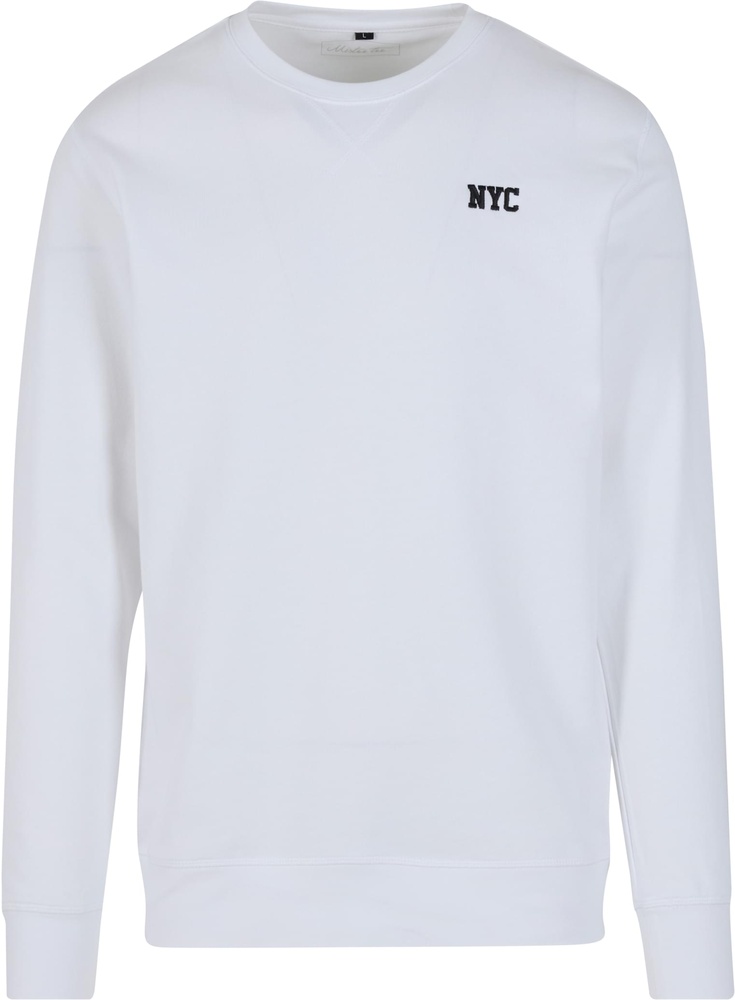 MisterTeeNycWordingEmbLightCrewSweatshirtMT3925White-3XL