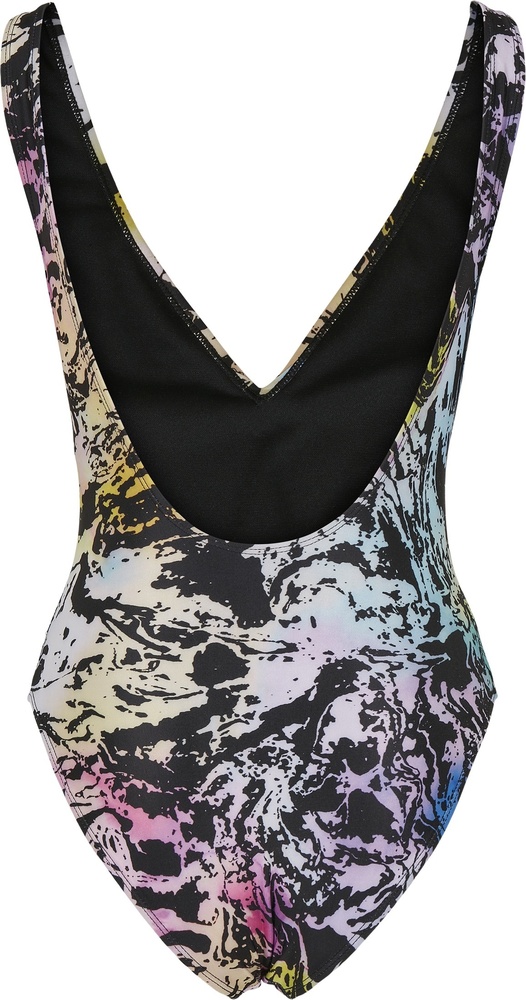 UrbanClassicsDamenBadeanzugLadiesRecycledPatternHighLegSwimsuitMulticolorFading