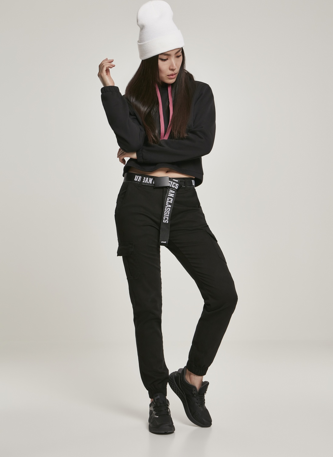 UrbanClassicsDamenHoodieLadiesContrastDrawstringHoodyBlack