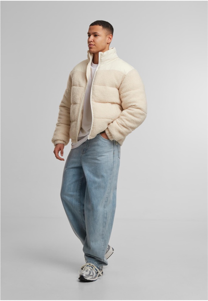 UrbanClassicsSteppjackeFabricMixTeddyPufferJacketTB7940Whitesand-3XL