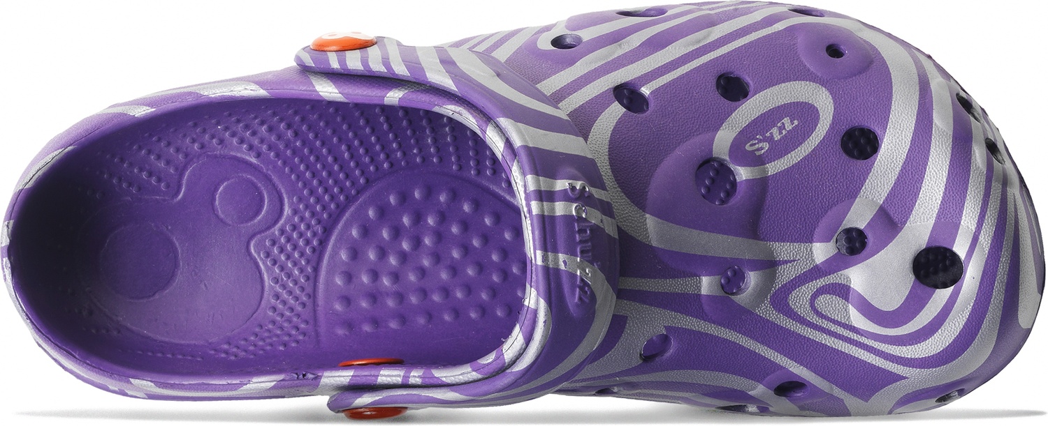 SchuzzSchuzzDamenClogBadeschuheGlobuleFemmeimprimArgentsurpruneSilber-36