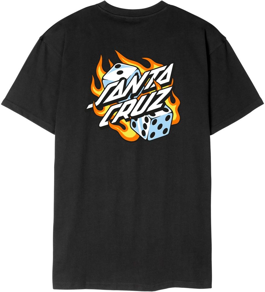 SantaCruzFlamingDiceDotChestT-ShirtSCM-T3268Black-XS