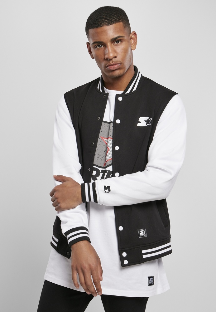 StarterBlackLabelJackeCollegeFleeceJacketBlackWhite
