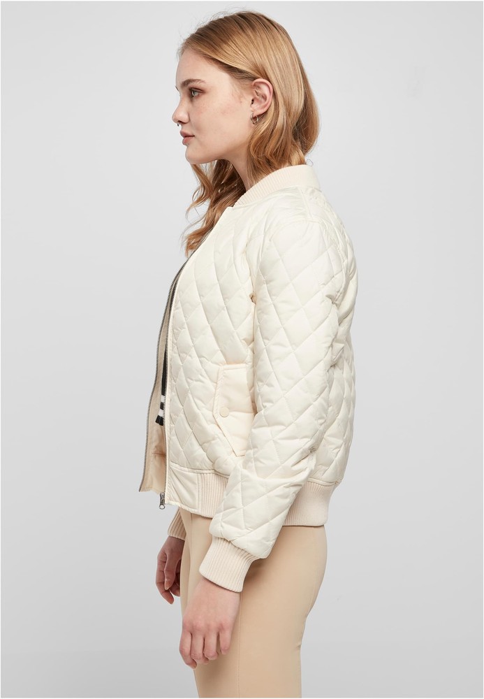 UrbanClassicsDamenJackeLadiesDiamondQuiltNylonJacketWhitesand-3XL