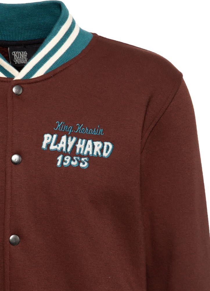 KingKerosinPlayHardCollegeSweatJackeBrown