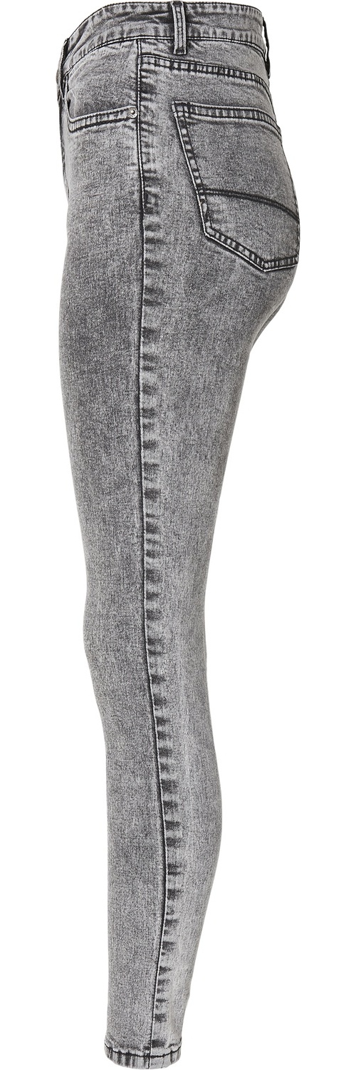 UrbanClassicsDamenHoseLadiesHighWaistSkinnyJeansBlackHeavyAcidWashed-3032