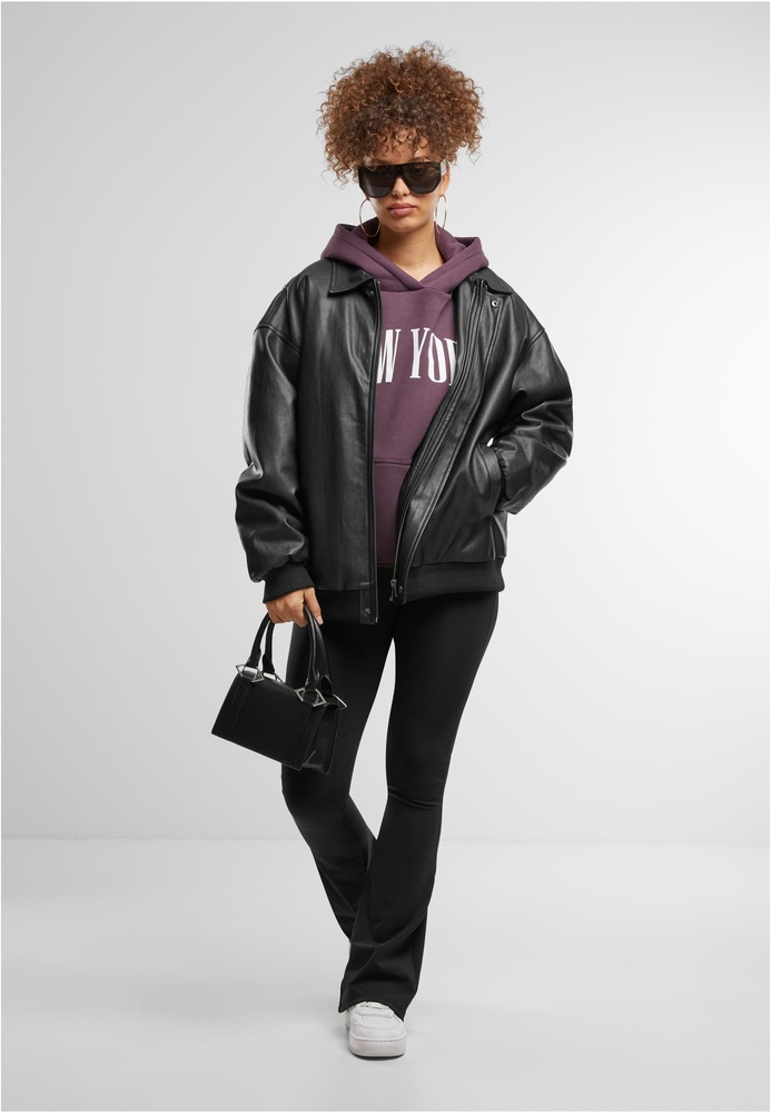 MisterTeeDamenNewYorkLadiesFluffyHoodyMST239Plumpurple-3XL