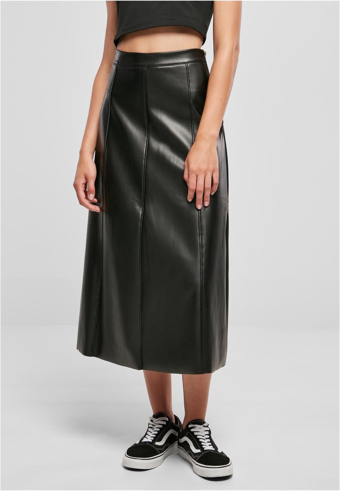 UrbanClassicsDamenLadiesSyntheticLeatherMidiSkirt